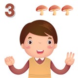 Learn number and counting with kid’s hand showing the number t